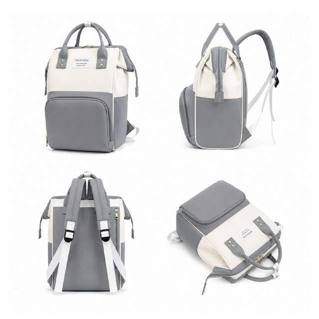 808 - MOCHILA PAÑALERA PLOMO