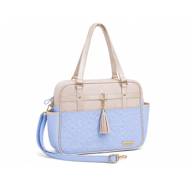 BOLSO PAÑALERO TREBOL CELESTE
