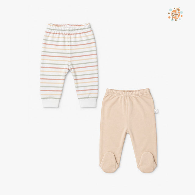 SET X2 PANTALONES con pie RAYAS TRANSPORTE
