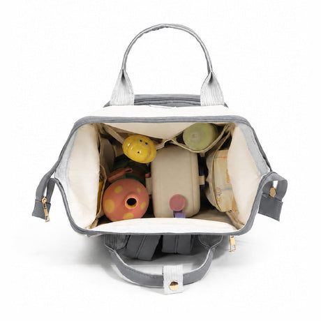 808 - MOCHILA PAÑALERA PLOMO