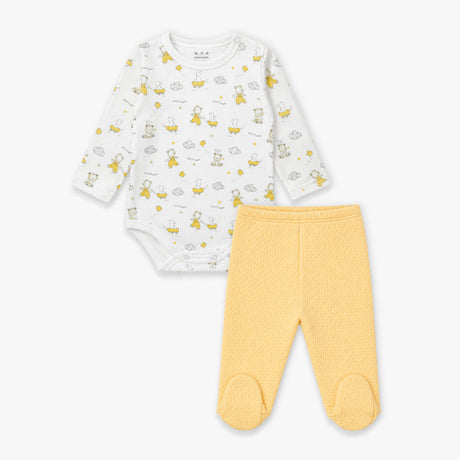 AJUAR 4PZAS FUSIONADO OSITO UNISEX AMARILLO