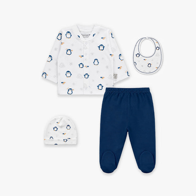 AJUAR ALGODON J 4PZAS PINGÜINO
