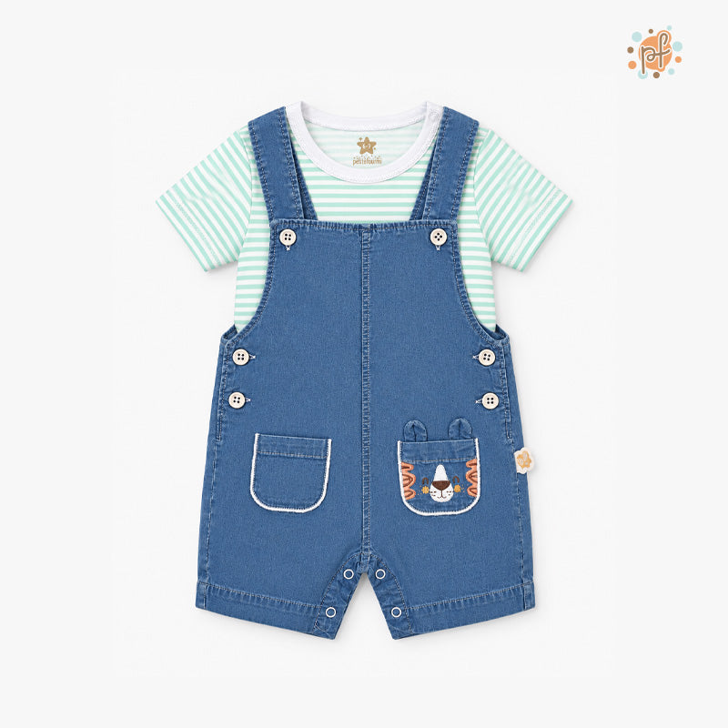 CONJUNTO OVEROL CORTO LEONCITO CELESTE
