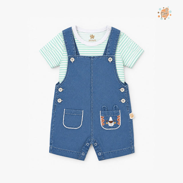 CONJUNTO OVEROL CORTO LEONCITO CELESTE
