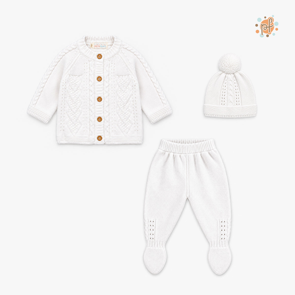 CONJUNTO TEJIDO CORAZON BLANCO