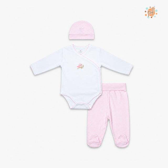 SET 3 PZAS BODY CRUZADA CAMILA BLANCO/ROSADO