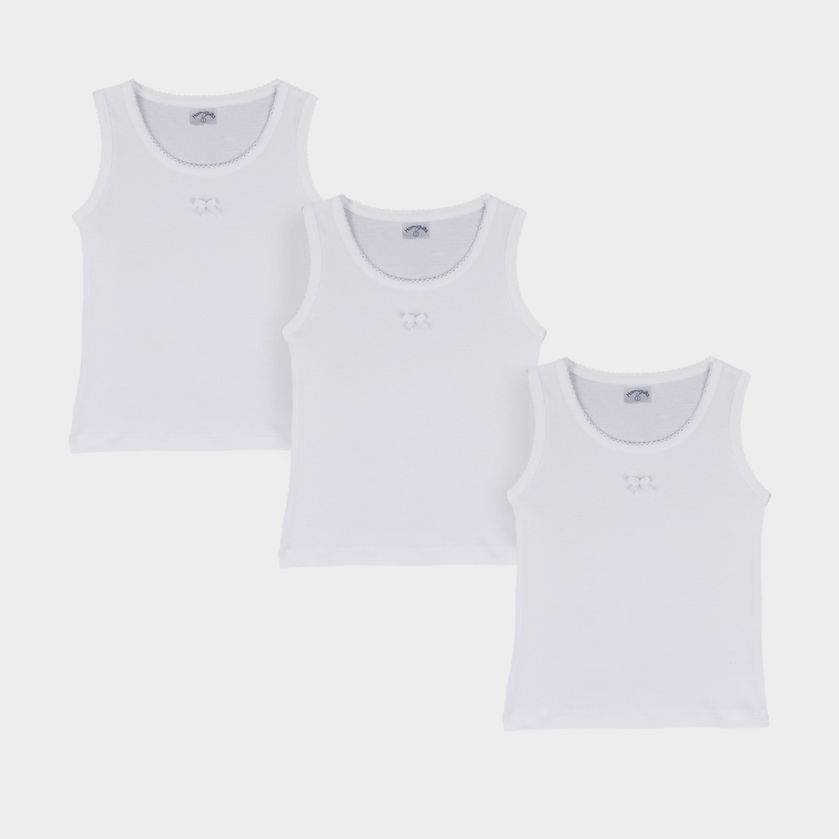 Camiseta Blanca de Algodón para Niña Paquete 3 piezas