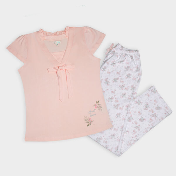 Pijama Algodón Pantalón + Polo MC Melón Cisne Mamá