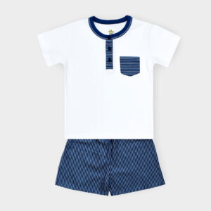 Pijama Algodón Niño Short + Polo MC Azul Dyland