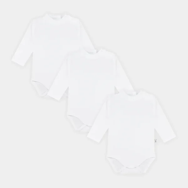 Set 3 Bodys Cuello Alto Algodón Blanco