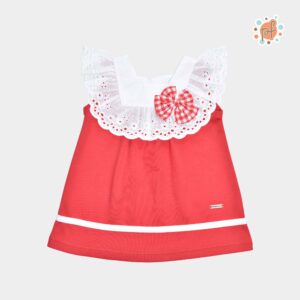 VESTIDO MANGA CERO CALZON MARINA ROJO