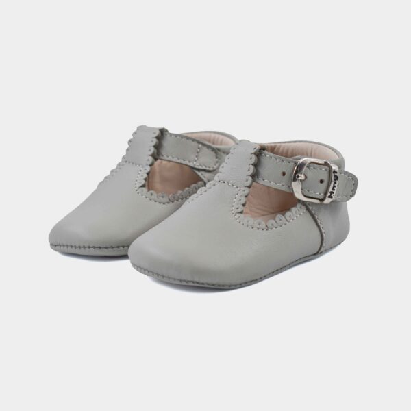 zapato cuero badana plomo bebe niña