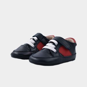 zapato bebe cuero badana azul