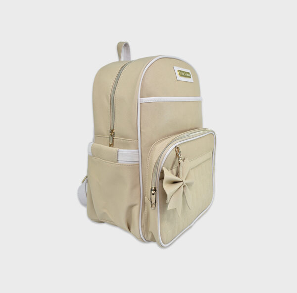 MOCHILA PAÑALERA BEIGE LAZITO CREMA
