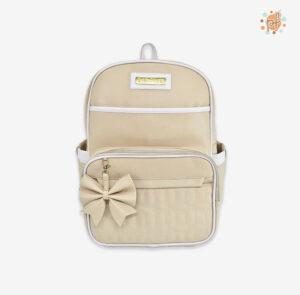 MOCHILA PAÑALERA BEIGE LAZITO CREMA