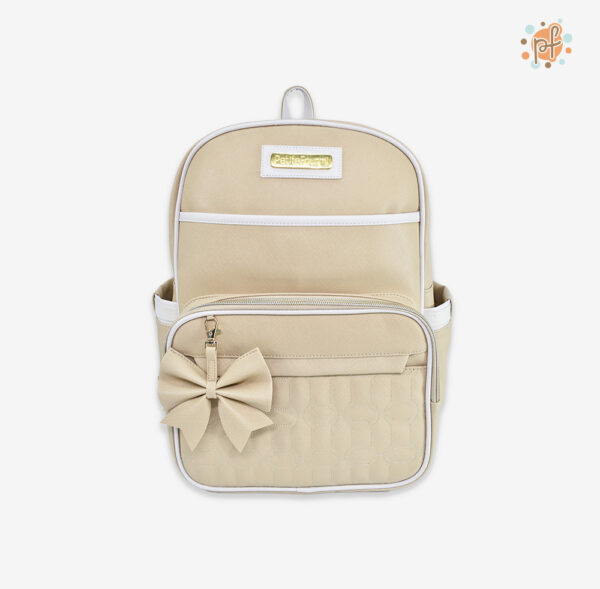 MOCHILA PAÑALERA BEIGE LAZITO CREMA