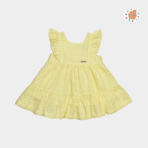 Vestido Manga Cero Amarillo Broderia Ailani