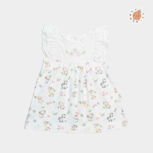 PF Vestido blanco Manga Corta con Calzón dulce selva animal