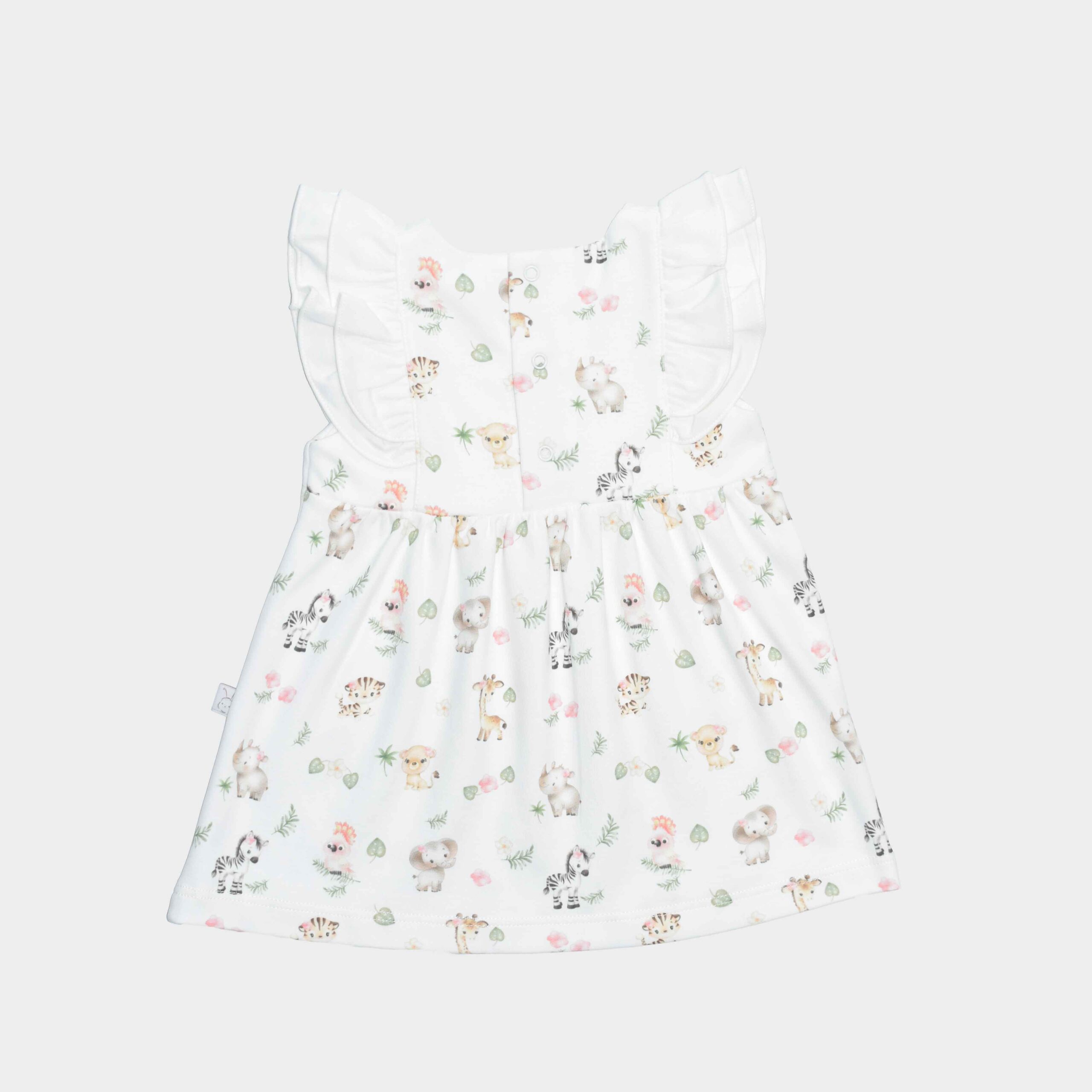 PF Vestido blanco Manga Corta con Calzón dulce selva animal