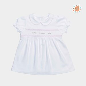 Vestido Manga Corta Blanco Pima Cecilia