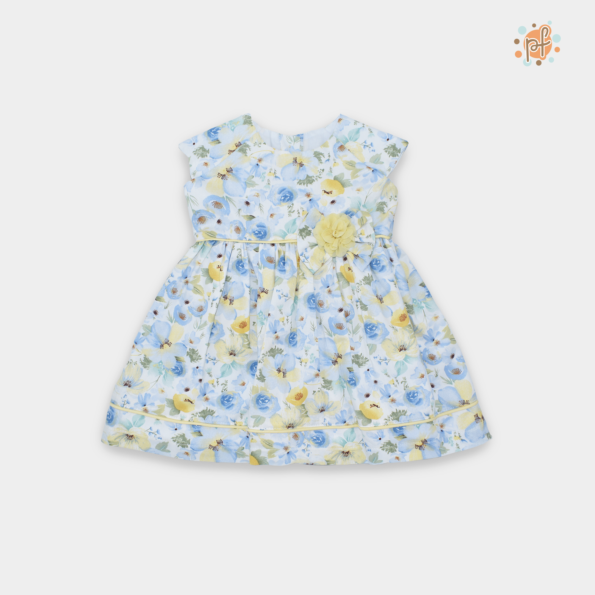 VESTIDO CARMEN FLORES CELESTE