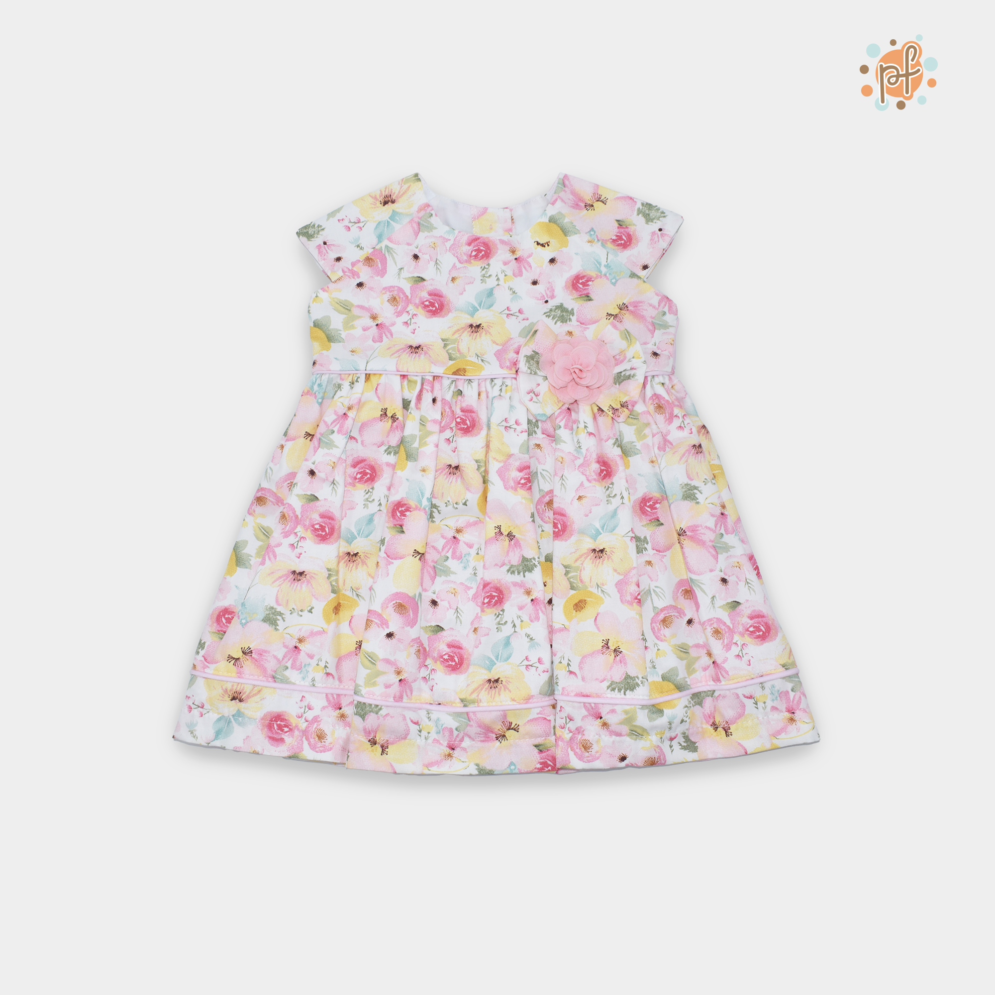 VESTIDO CARMEN FLORES ROSADO