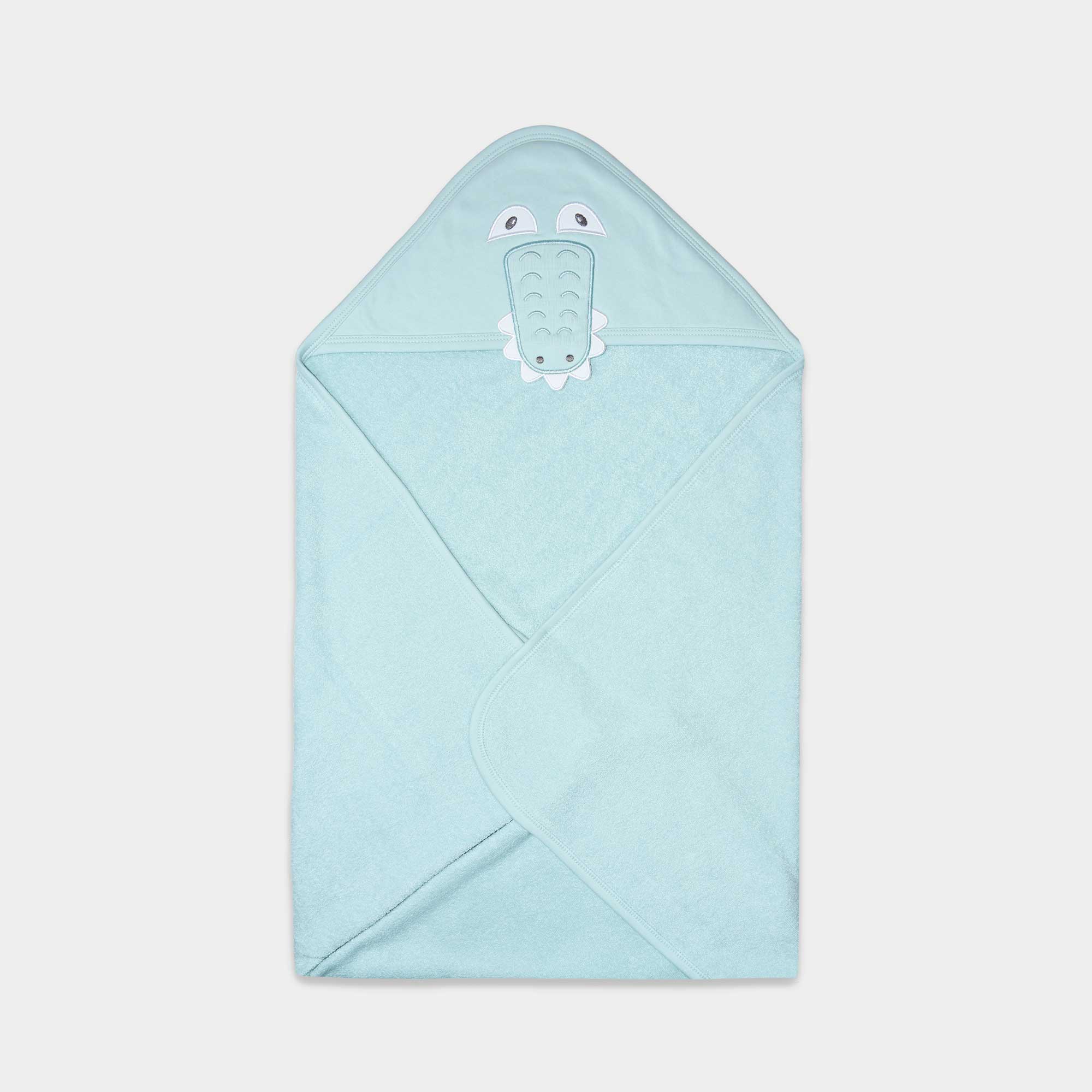 Set toalla con manopla verde cemento cocodrilo